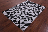 Black & White Natural Cowhide Hand Stitched Patchwork Rug - 4' 11" X 6' 10"