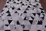 Black & White Natural Cowhide Hand Stitched Patchwork Rug - 5' 0" X 6' 5"