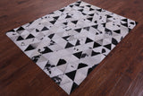Black & White Natural Cowhide Hand Stitched Patchwork Rug - 5' 0" X 6' 5"