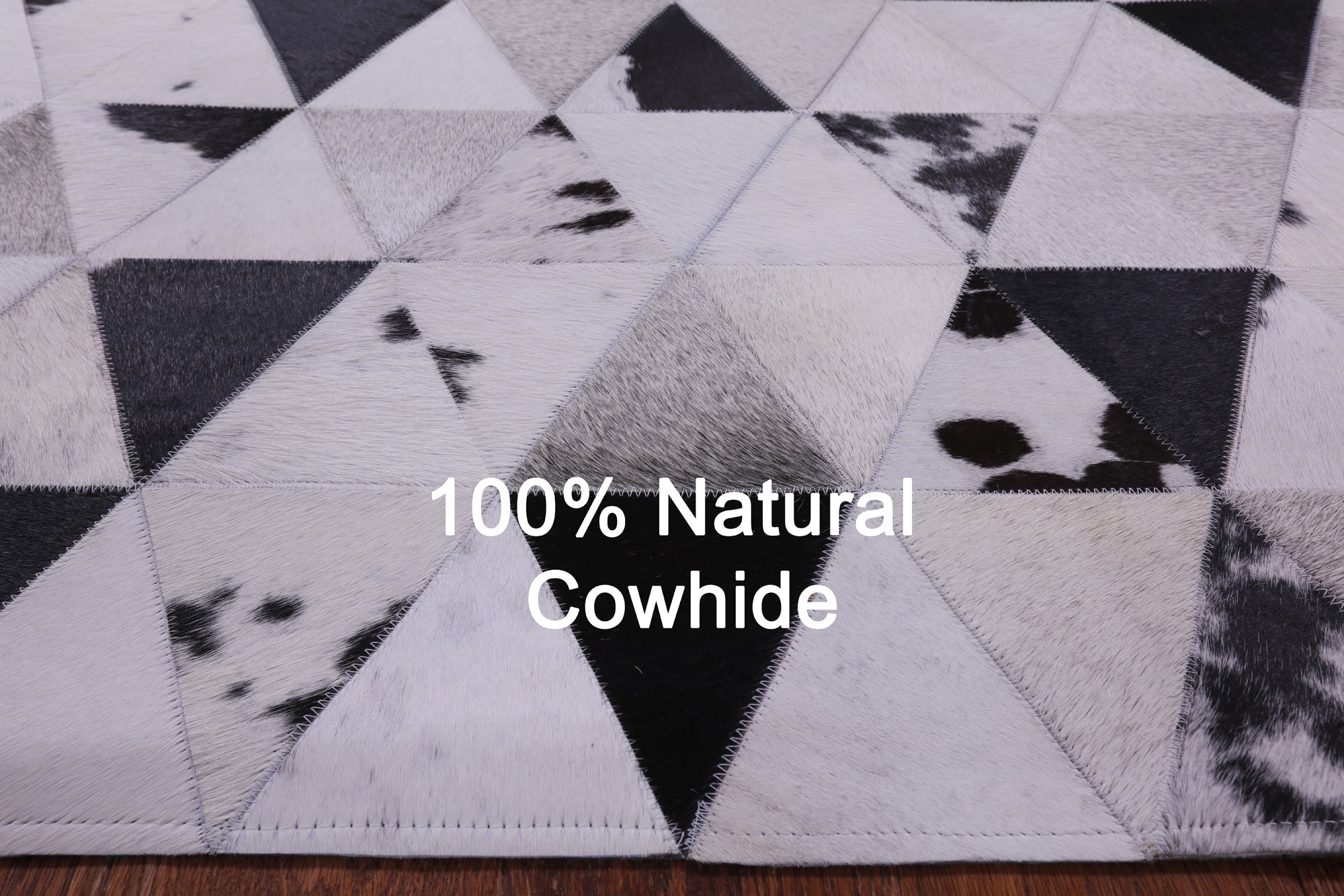 Black & White Natural Cowhide Hand Stitched Patchwork Rug - 5' 0" X 6' 5" - Golden Nile