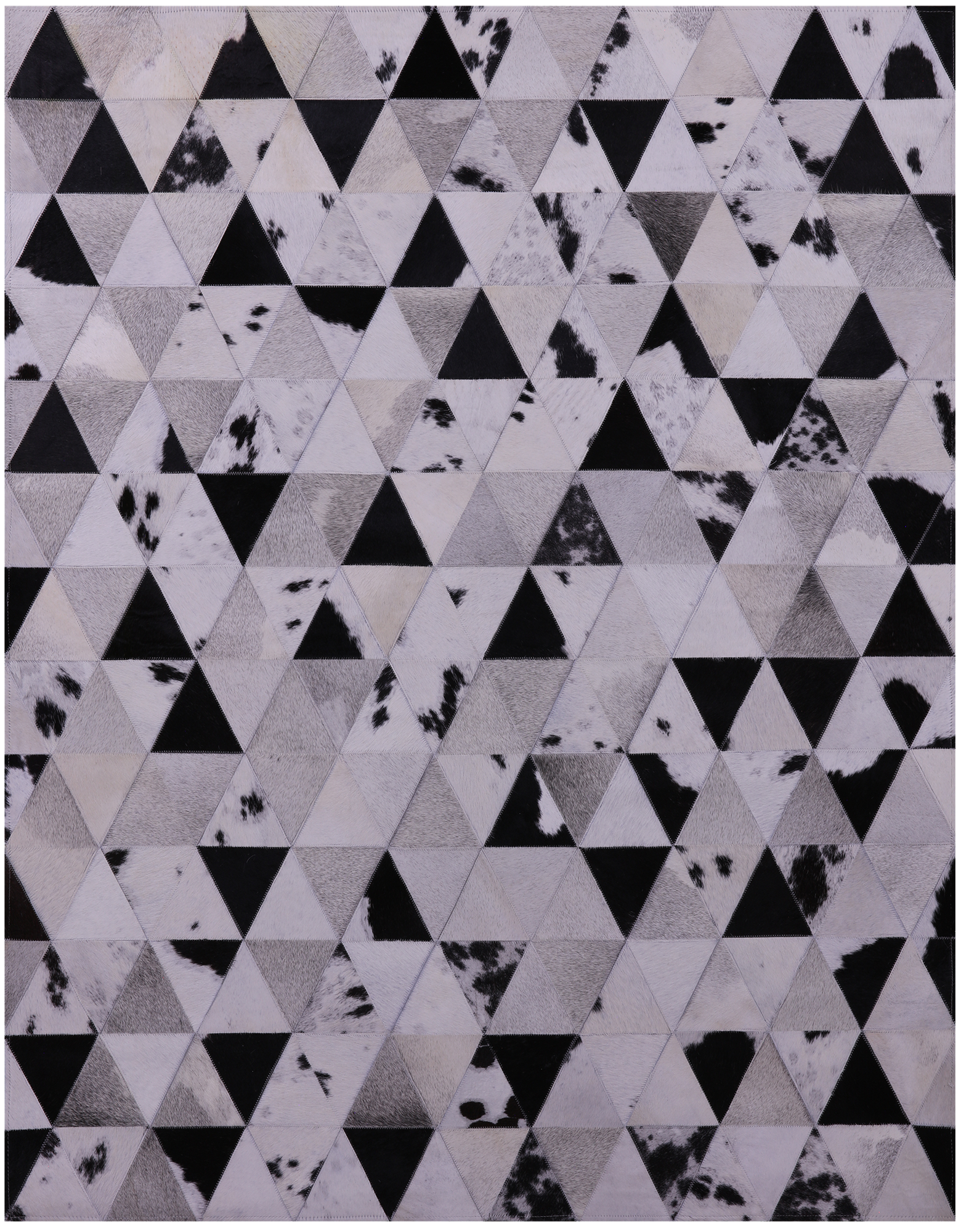 Black & White Natural Cowhide Hand Stitched Patchwork Rug - 5' 0" X 6' 5" - Golden Nile