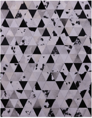 Black & White Natural Cowhide Hand Stitched Patchwork Rug - 5' 0