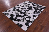 Black & White With Pink Hue Natural Cowhide Hand Stitched Patchwork Rug - 5' 0" X 6' 8"