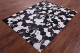 Black & White With Pink Hue Natural Cowhide Hand Stitched Patchwork Rug - 5' 0" X 6' 8" - Golden Nile
