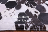 Black & White With Pink Hue Natural Cowhide Hand Stitched Patchwork Rug - 5' 0" X 6' 8" - Golden Nile