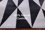 Black & White Natural Cowhide Hand Stitched Patchwork Rug - 4' 11" X 6' 5" - Golden Nile