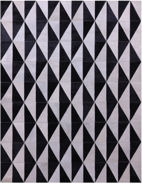 Black & White Natural Cowhide Hand Stitched Patchwork Rug - 4' 11" X 6' 5" - Golden Nile