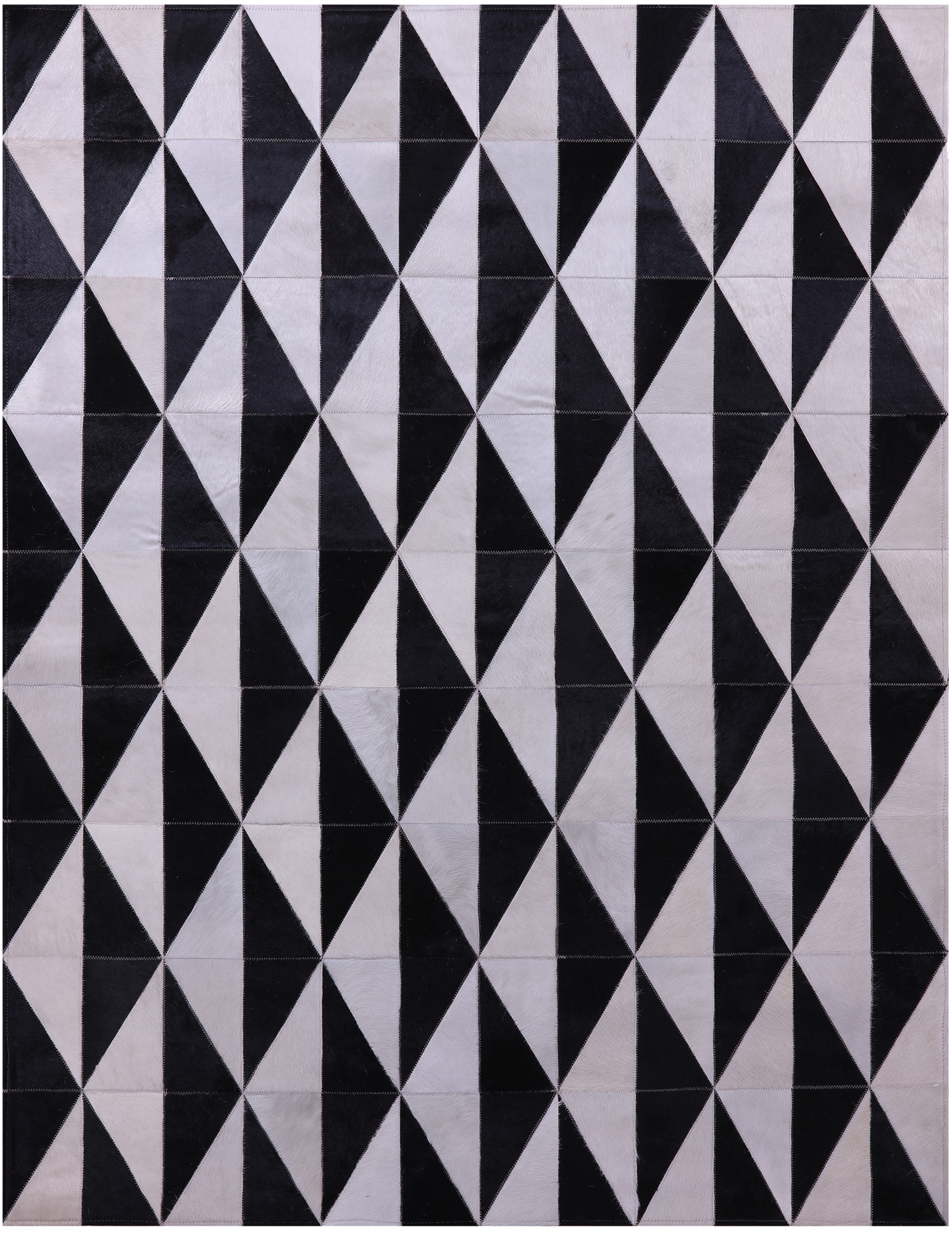 Black & White Natural Cowhide Hand Stitched Patchwork Rug - 4' 11" X 6' 5" - Golden Nile