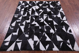 Black & White Natural Cowhide Hand Stitched Patchwork Rug - 4' 11" X 6' 5" - Golden Nile