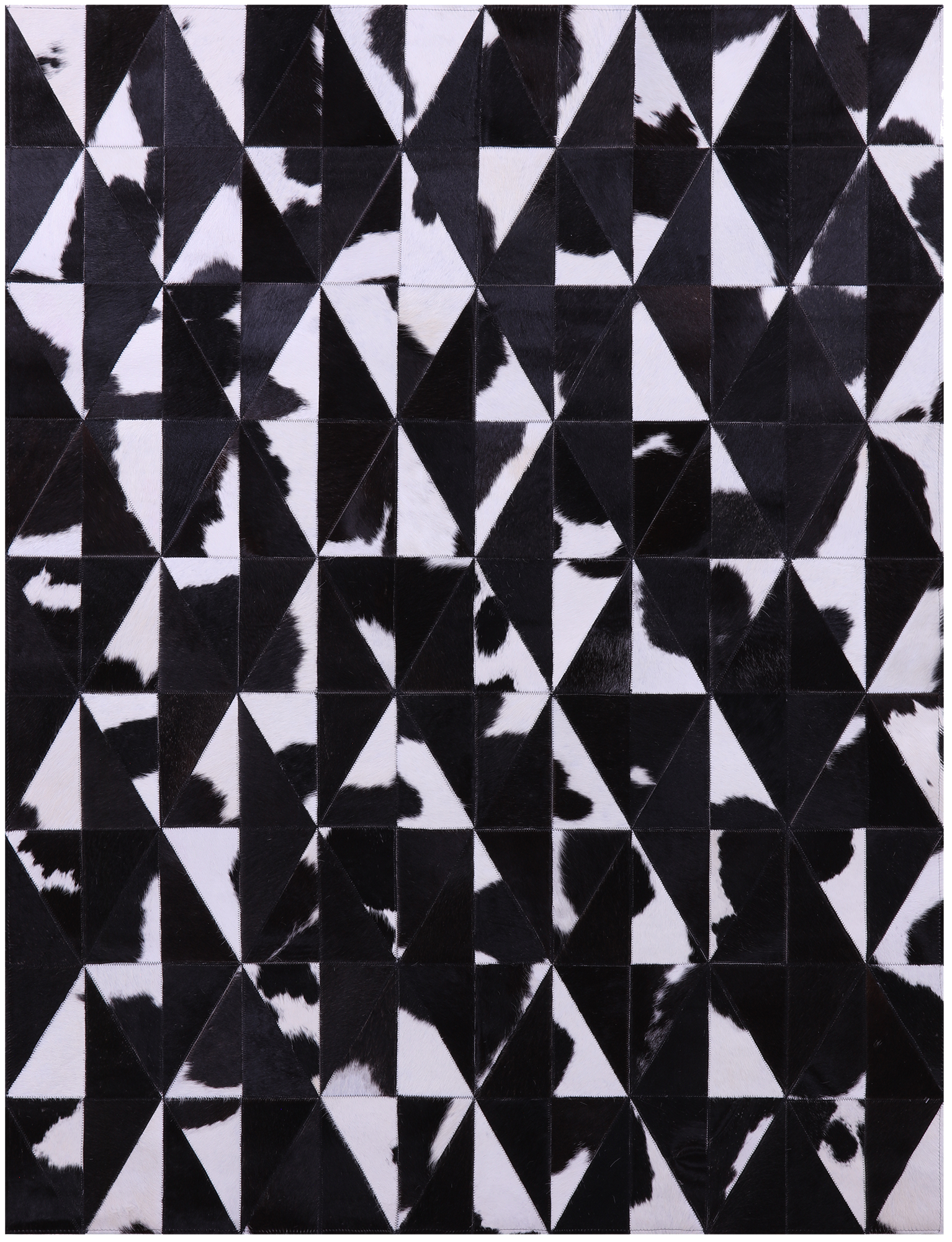 Black & White Natural Cowhide Hand Stitched Patchwork Rug - 4' 11" X 6' 5" - Golden Nile
