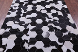 Black & White Natural Cowhide Hand Stitched Patchwork Rug - 5' 0" X 6' 7" - Golden Nile