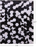 Black & White Natural Cowhide Hand Stitched Patchwork Rug - 5' 0" X 6' 7" - Golden Nile