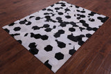 Black & White Natural Cowhide Hand Stitched Patchwork Rug - 5' 0" X 6' 8" - Golden Nile