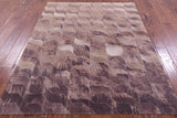 Brown Printed Natural Cowhide Hand Stitched Patchwork Rug - 5' 3" X 6' 10" - Golden Nile