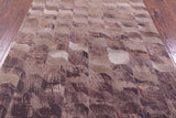 Brown Printed Natural Cowhide Hand Stitched Patchwork Rug - 5' 3" X 6' 10" - Golden Nile