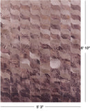 Brown Printed Natural Cowhide Hand Stitched Patchwork Rug - 5' 3" X 6' 10" - Golden Nile
