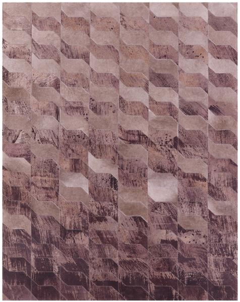 Brown Printed Natural Cowhide Hand Stitched Patchwork Rug - 5' 3" X 6' 10" - Golden Nile