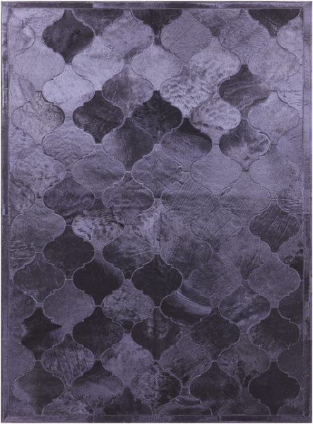 Lantern Tile Black Natural Cowhide Hand Stitched Patchwork Rug - 4' 10" X 6' 6" - Golden Nile
