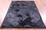 Lantern Tile Black Natural Cowhide Hand Stitched Patchwork Rug - 4' 10" X 6' 6" - Golden Nile