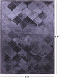Lantern Tile Black Natural Cowhide Hand Stitched Patchwork Rug - 4' 10" X 6' 6" - Golden Nile
