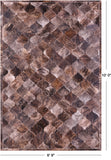 Lantern Tile Brown Brindle Natural Cowhide Hand Stitched Patchwork Rug - 6' 9" X 10' 0" - Golden Nile