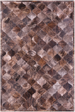 Lantern Tile Brown Brindle Natural Cowhide Hand Stitched Patchwork Rug - 6' 9" X 10' 0" - Golden Nile
