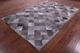 Lantern Tile Grey Natural Cowhide Hand Stitched Patchwork Rug - 6' 8" X 10' 0" - Golden Nile