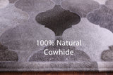 Lantern Tile Grey Natural Cowhide Hand Stitched Patchwork Rug - 6' 8" X 10' 0" - Golden Nile