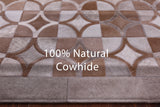 Brown Natural Cowhide Hand Stitched Patchwork Rug - 6' 4" X 9' 6" - Golden Nile