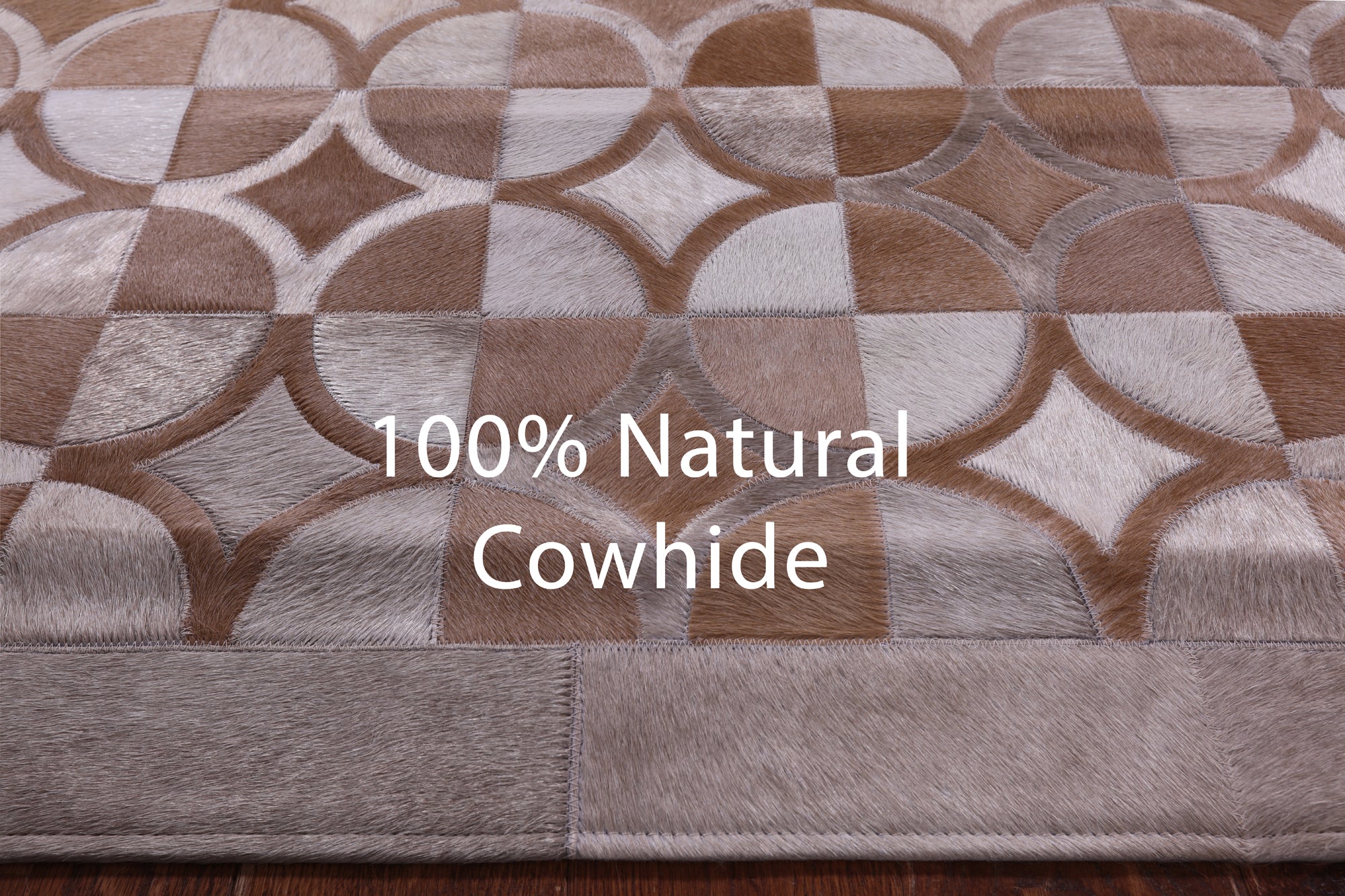 Brown Natural Cowhide Hand Stitched Patchwork Rug - 6' 4" X 9' 6" - Golden Nile