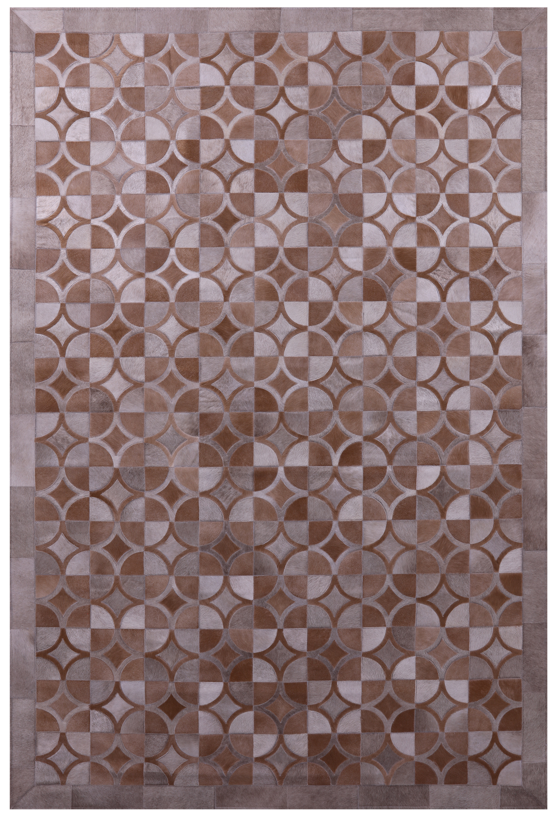 Brown Natural Cowhide Hand Stitched Patchwork Rug - 6' 4" X 9' 6" - Golden Nile