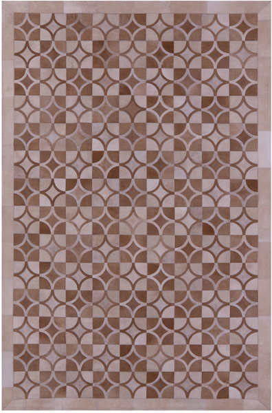 Brown Natural Cowhide Hand Stitched Patchwork Rug - 6' 4" X 9' 5" - Golden Nile
