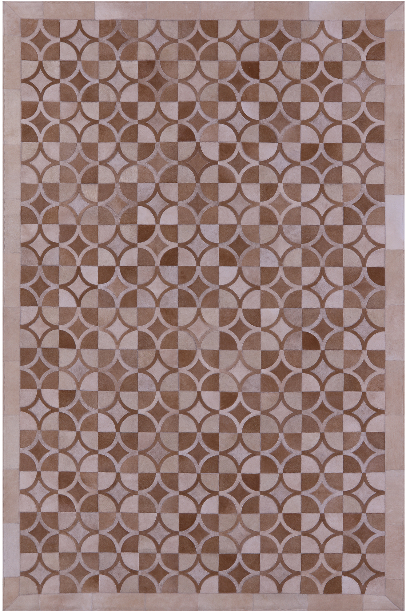 Brown Natural Cowhide Hand Stitched Patchwork Rug - 6' 4" X 9' 5" - Golden Nile