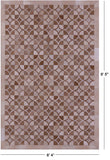 Brown Natural Cowhide Hand Stitched Patchwork Rug - 6' 4" X 9' 5" - Golden Nile