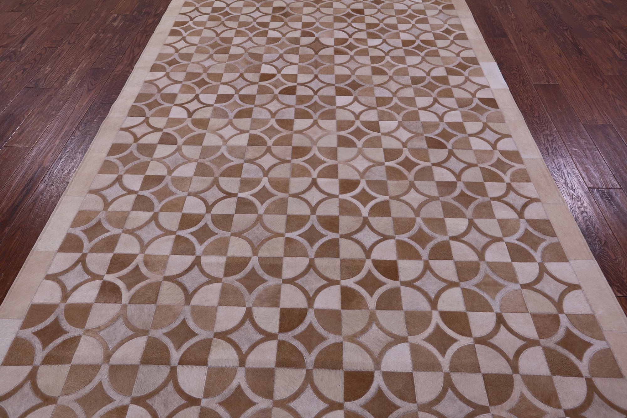 Brown Natural Cowhide Hand Stitched Patchwork Rug - 6' 4" X 9' 5" - Golden Nile