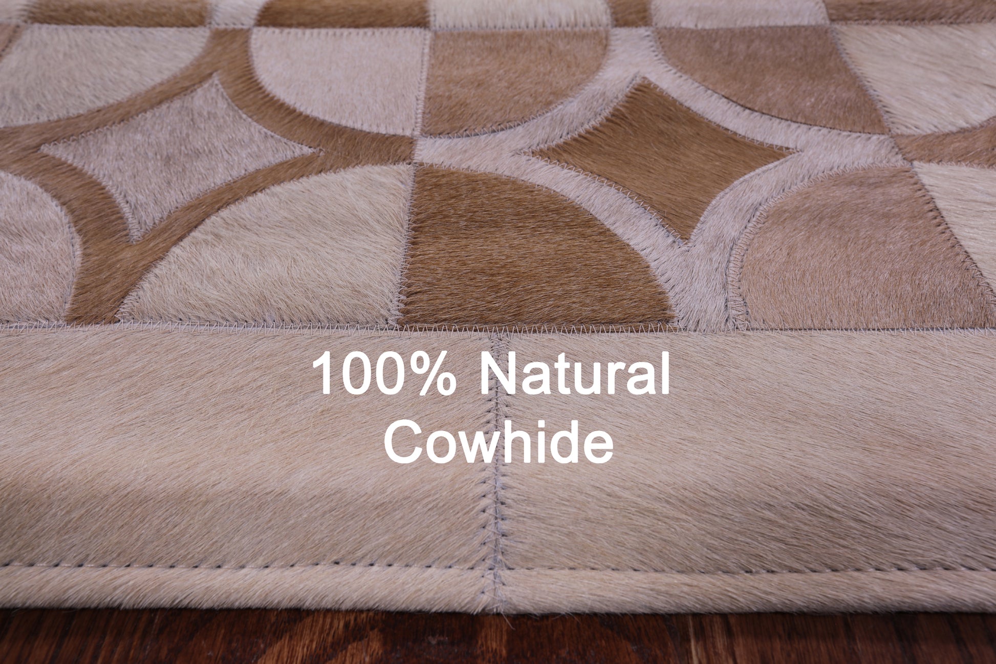 Brown Natural Cowhide Hand Stitched Patchwork Rug - 6' 4" X 9' 5" - Golden Nile