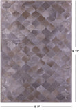 Lantern Tile Champagne Natural Cowhide Hand Stitched Patchwork Rug - 6' 9" X 9' 11" - Golden Nile
