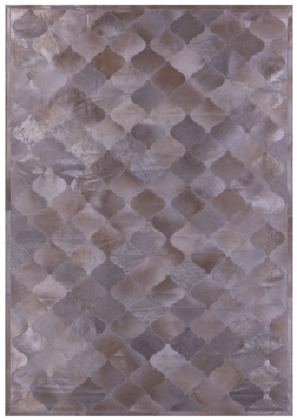 Lantern Tile Champagne Natural Cowhide Hand Stitched Patchwork Rug - 6' 9" X 9' 11" - Golden Nile