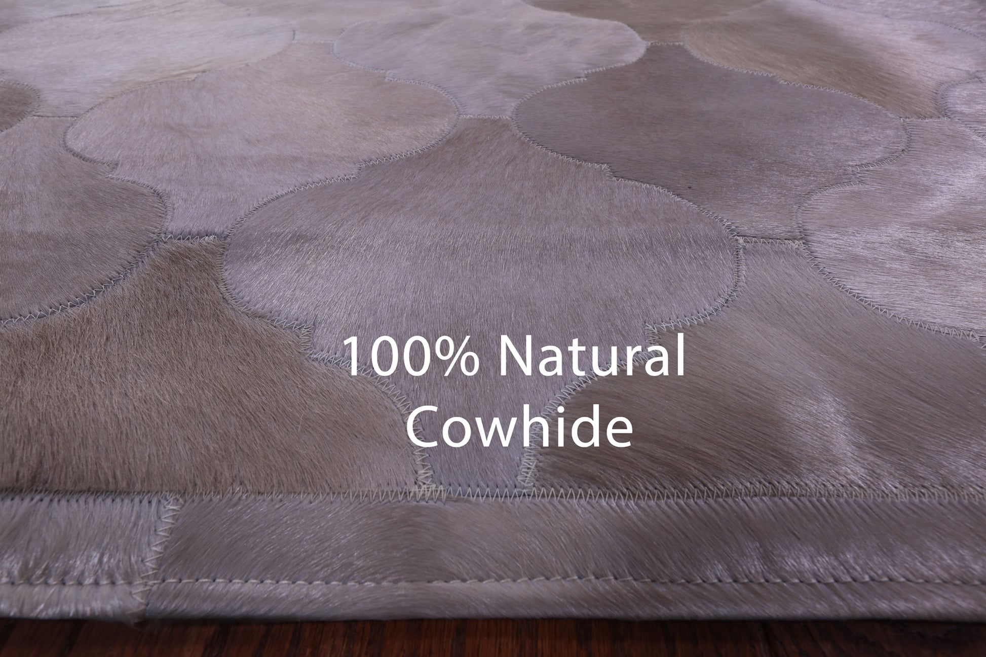 Lantern Tile Champagne Natural Cowhide Hand Stitched Patchwork Rug - 6' 9" X 9' 11" - Golden Nile