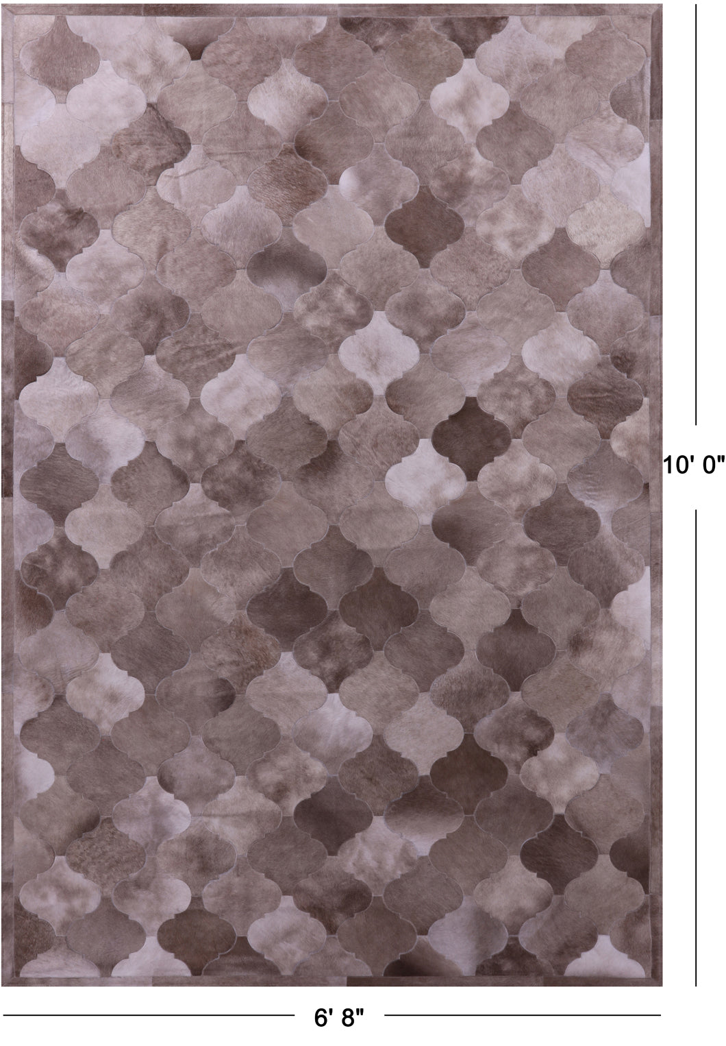 Lantern Tile Brown Natural Cowhide Hand Stitched Patchwork Rug - 6' 8" X 10' 0" - Golden Nile