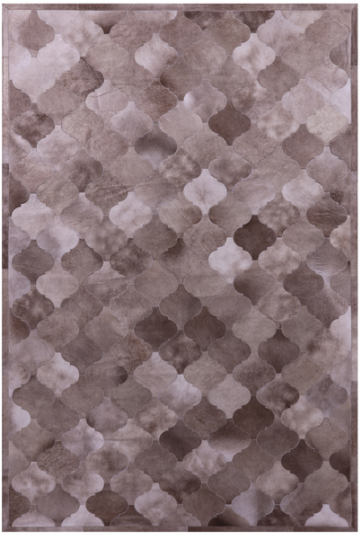Lantern Tile Brown Natural Cowhide Hand Stitched Patchwork Rug - 6' 8" X 10' 0" - Golden Nile