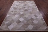 Lantern Tile Brown Natural Cowhide Hand Stitched Patchwork Rug - 6' 8" X 9' 11" - Golden Nile