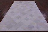 Lantern Tile White Champagne Natural Cowhide Hand Stitched Patchwork Rug - 6' 7" X 10' 0" - Golden Nile