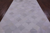 Lantern Tile White Champagne Natural Cowhide Hand Stitched Patchwork Rug - 6' 7" X 10' 0" - Golden Nile