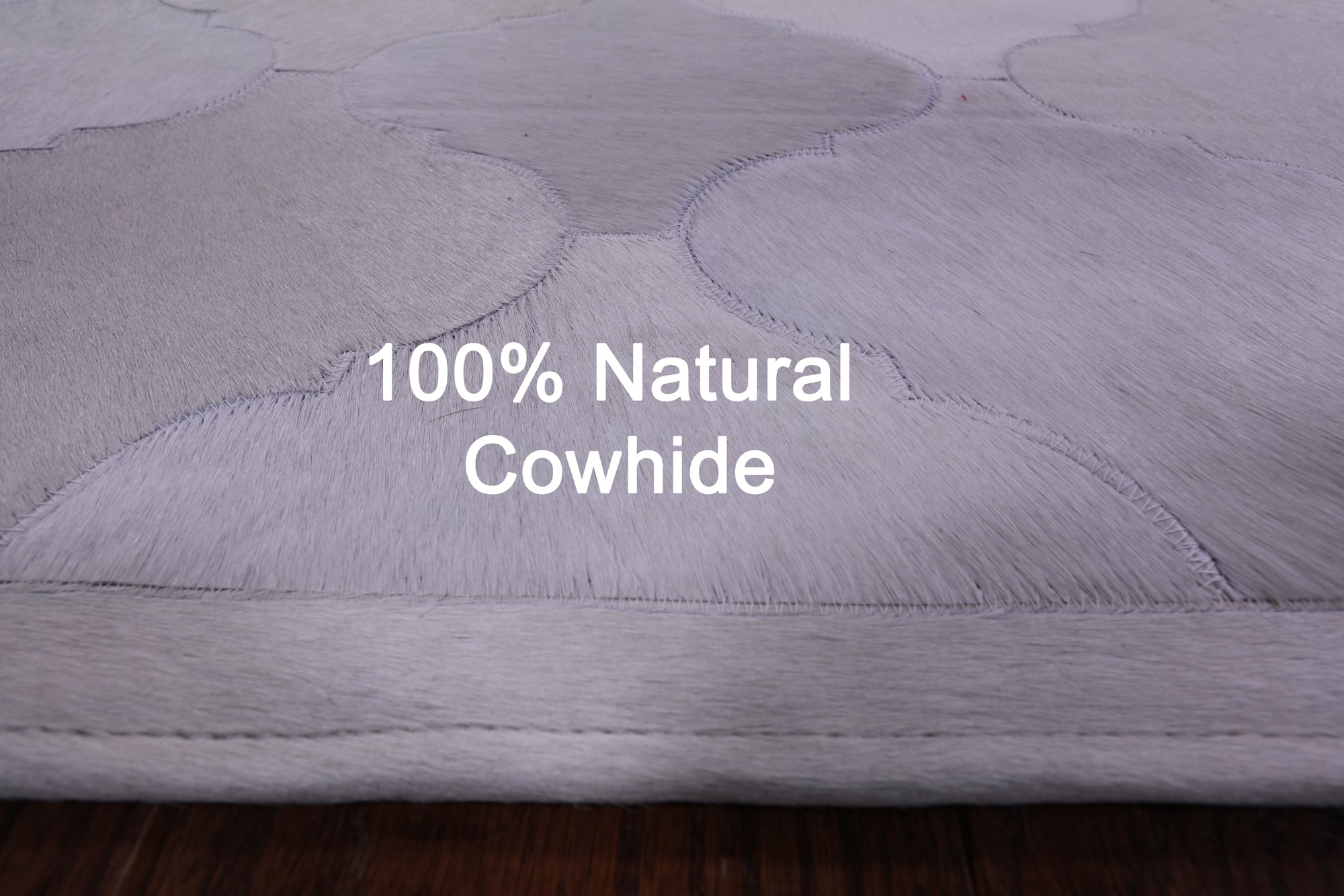 Lantern Tile White Champagne Natural Cowhide Hand Stitched Patchwork Rug - 6' 7" X 10' 0" - Golden Nile