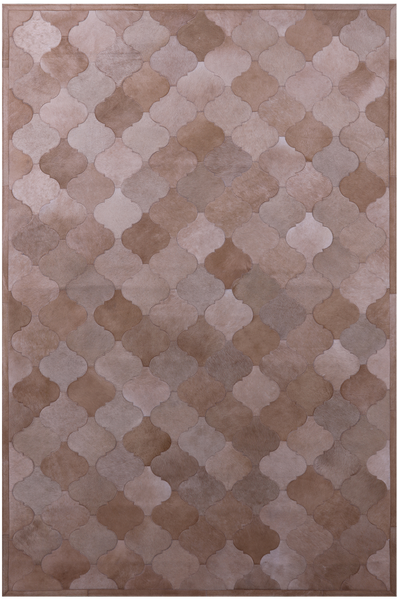 Lantern Tile Brown Natural Cowhide Hand Stitched Patchwork Rug - 6' 8" X 10' 0" - Golden Nile
