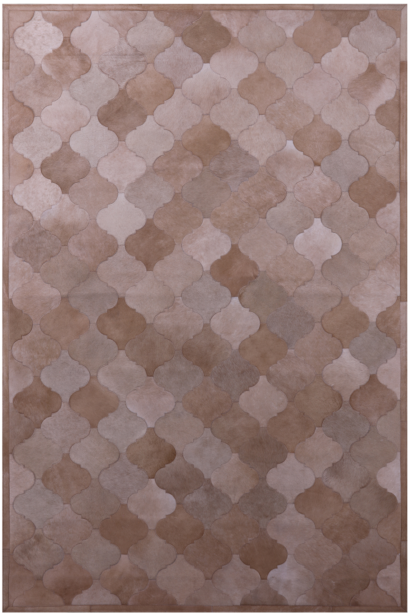 Lantern Tile Brown Natural Cowhide Hand Stitched Patchwork Rug - 6' 8" X 10' 0" - Golden Nile