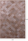 Lantern Tile Brown Natural Cowhide Hand Stitched Patchwork Rug - 6' 8" X 10' 0" - Golden Nile