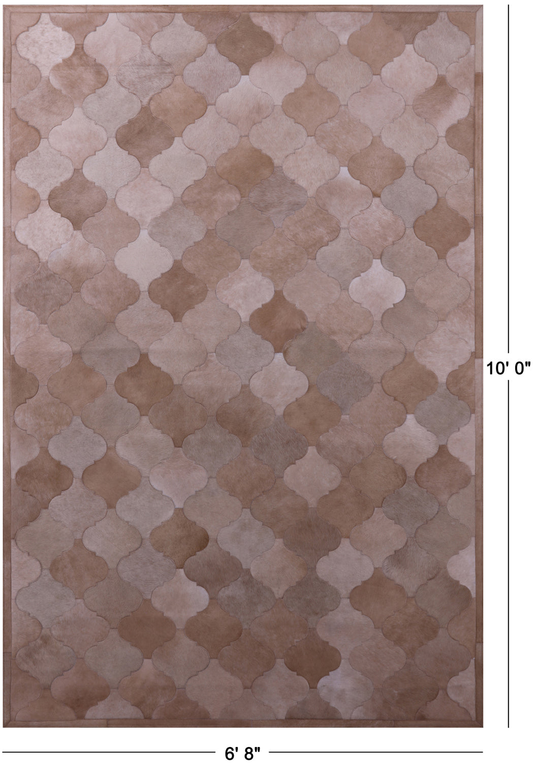 Lantern Tile Brown Natural Cowhide Hand Stitched Patchwork Rug - 6' 8" X 10' 0" - Golden Nile
