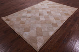 Lantern Tile Brown Natural Cowhide Hand Stitched Patchwork Rug - 6' 8" X 10' 0" - Golden Nile